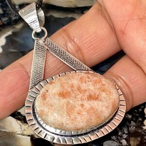 “Leadership Stone” Peach Sunstone Pendant 2 1/2”